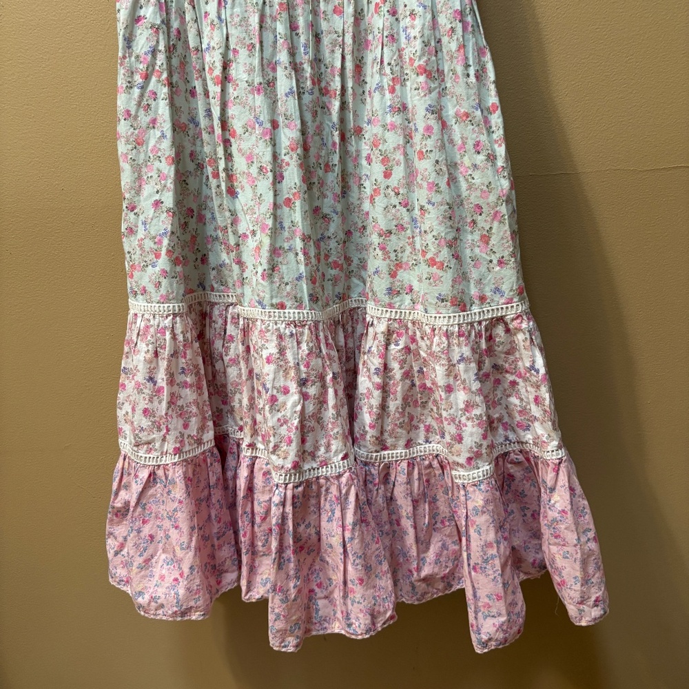 LoveShackFancy Camille Sleeveless Tiered Midi Floral Ruffle Dress Size XXS - Picture 6 of 12